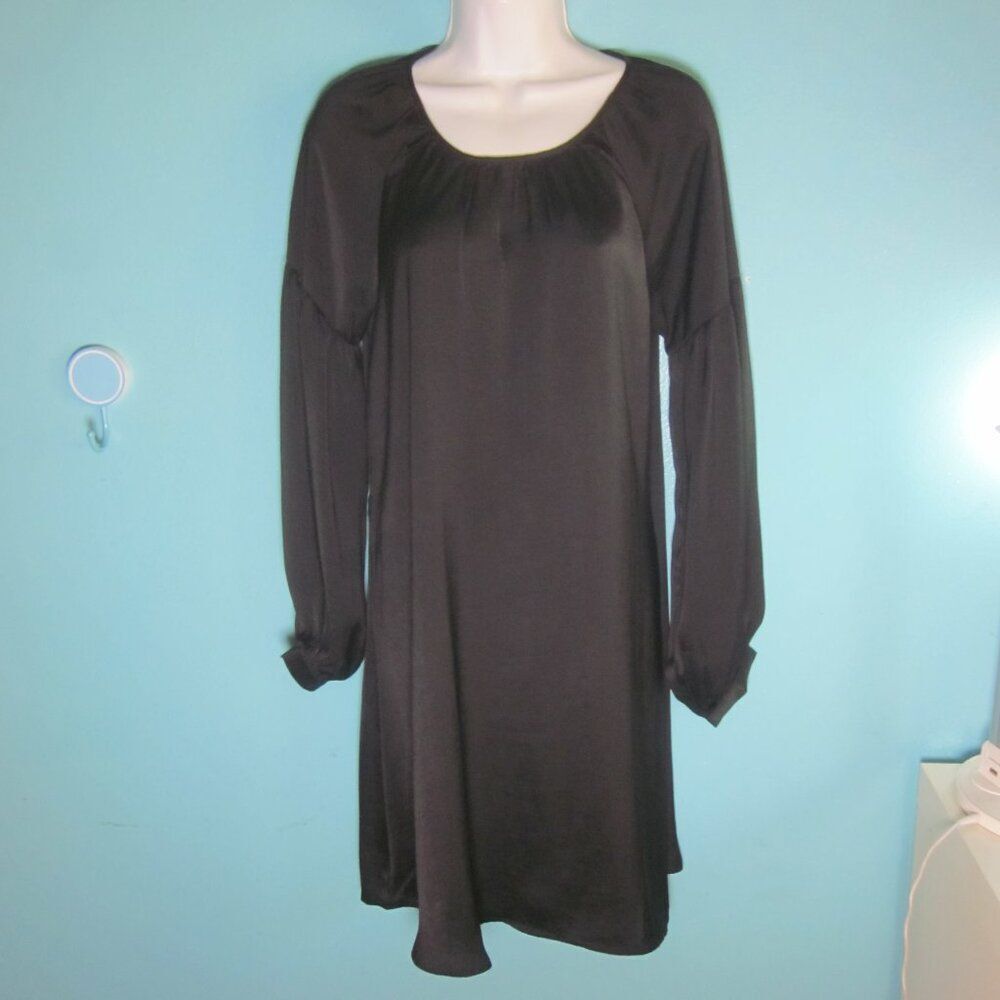 Jacqueline de Yong Black Mini Dress Size 34 XS Oversized 38" Bust Silky Pullover